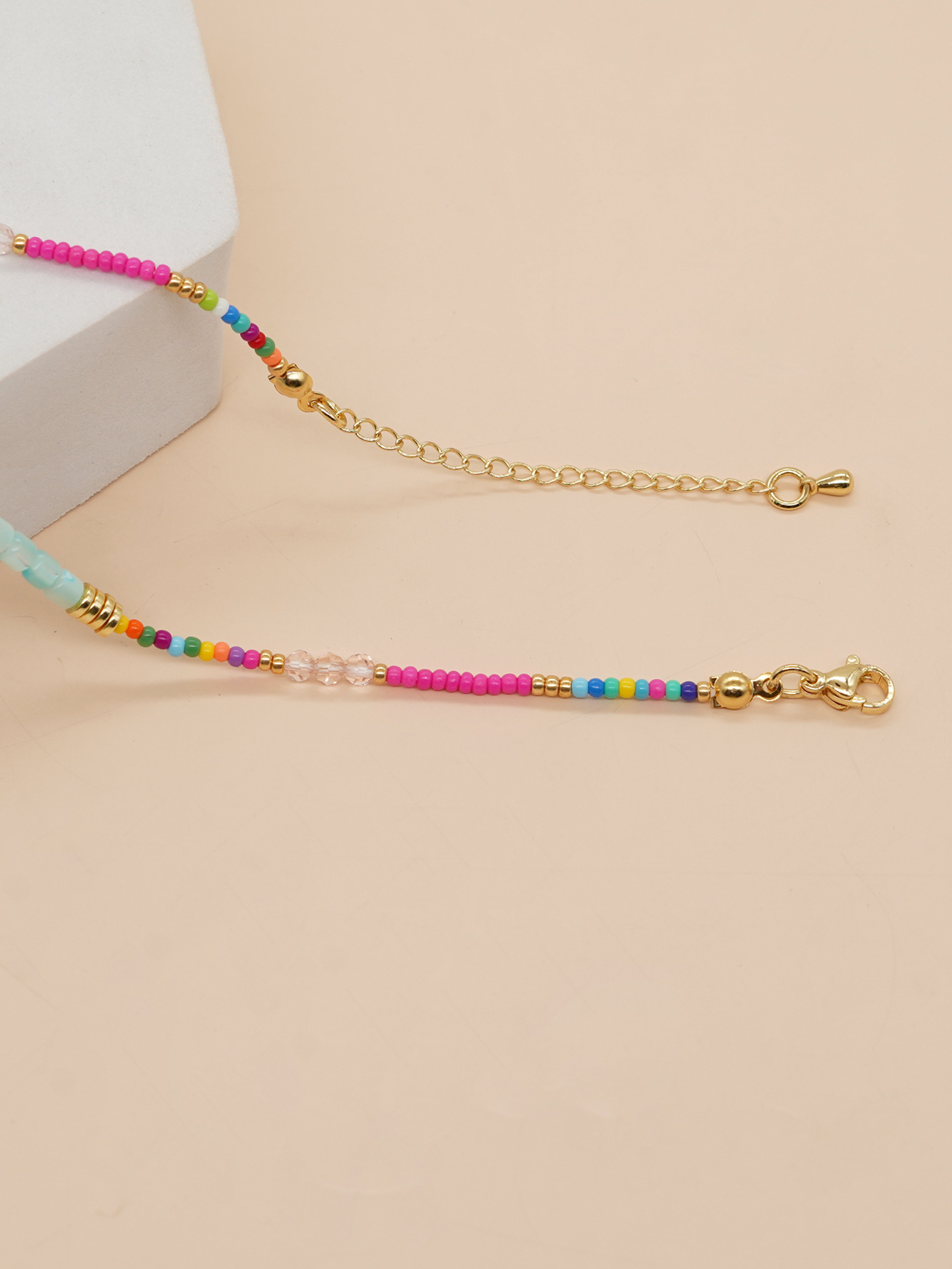 Alloy Chain Material Beaded Chain Chain Type Bohemian Colorful Alloy Glass Seed Bead Beaded Women's Necklace