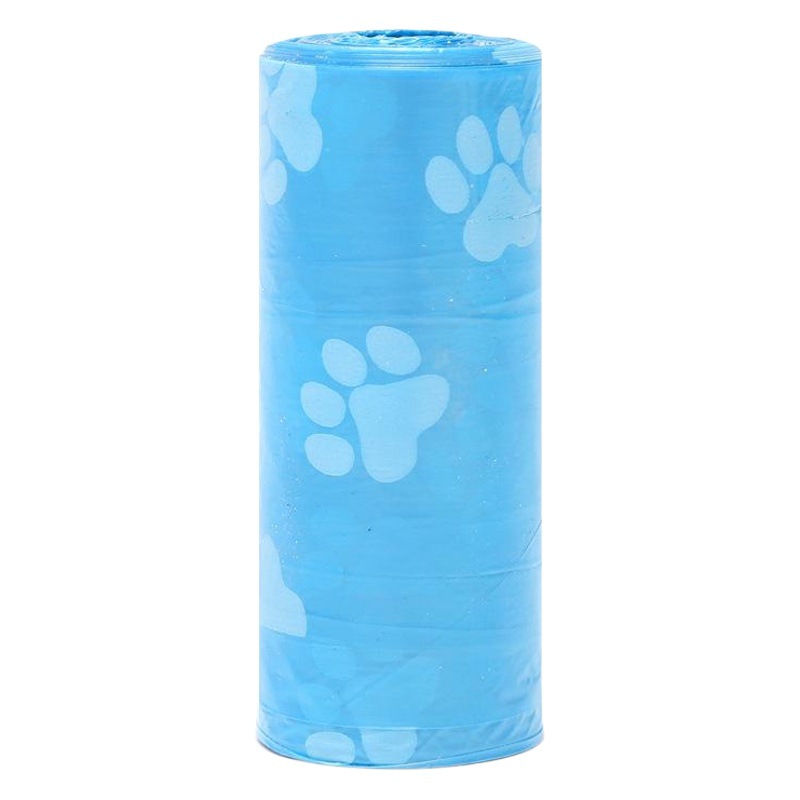 En stock al por mayor colorido impreso bolsa de basura para mascotas 15 PC/rollo de Huellas Pet pickup bolsa de basura