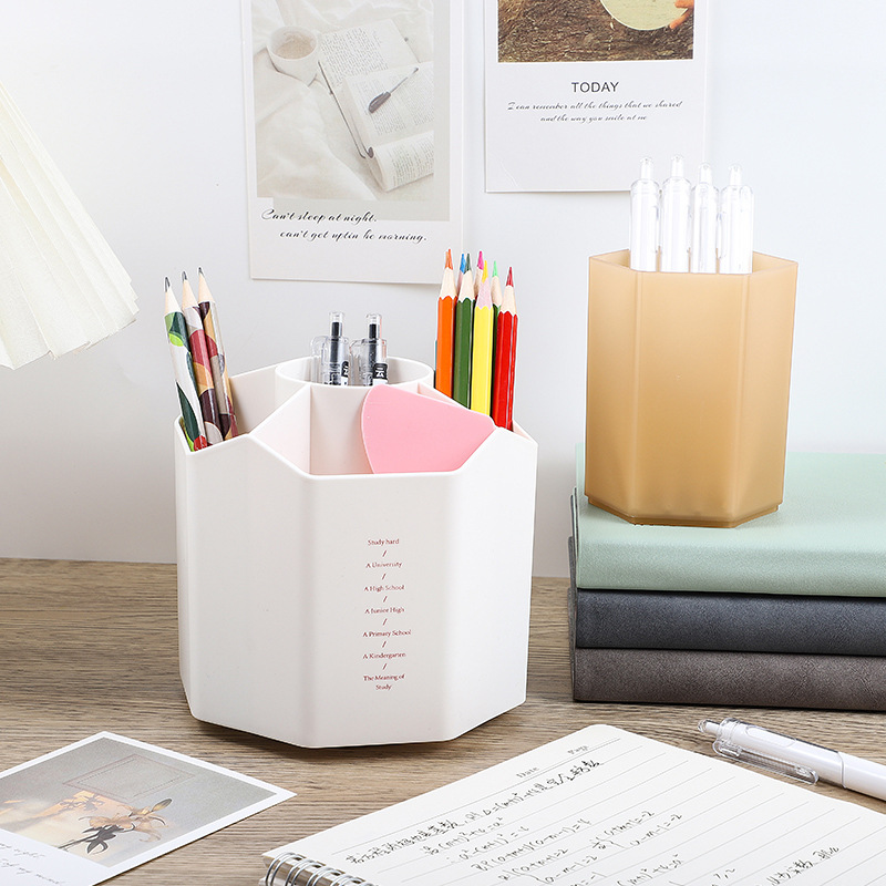 대용량 회전 펜 홀더 저장 상자 사무실 데스크탑 문구 펜 홀더 현대 간단한 학생 용품 다기능