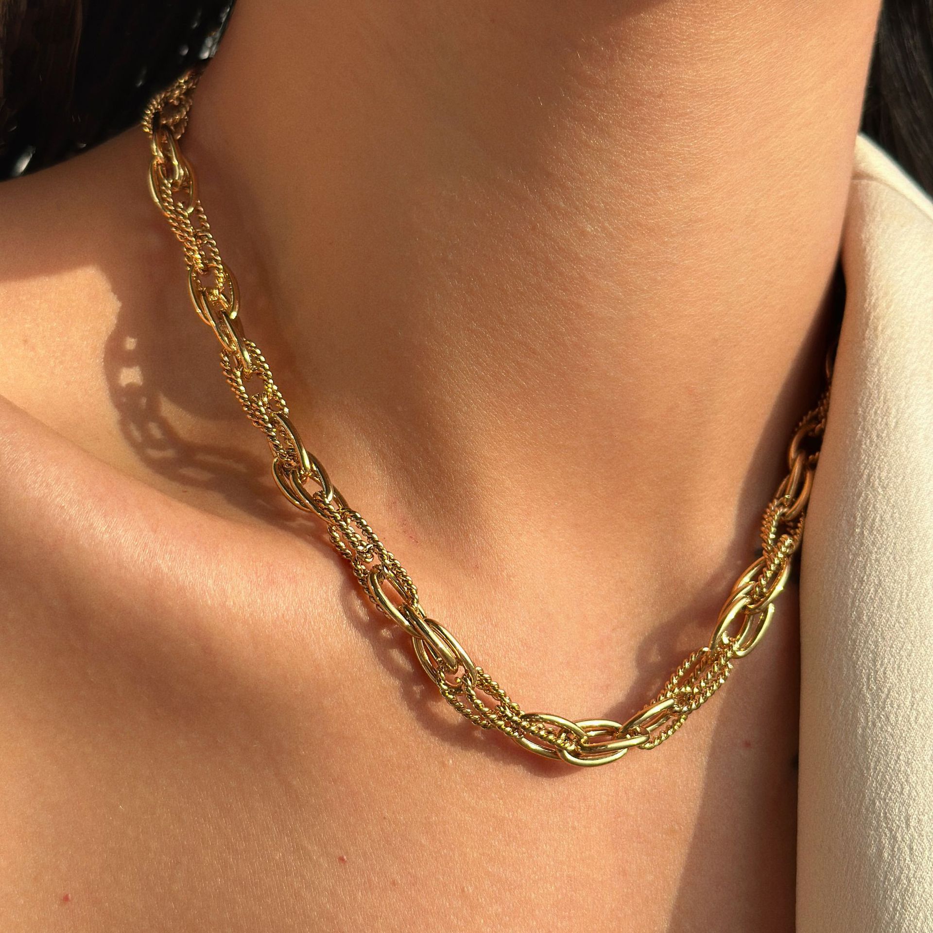 Plating Design Simple Style Solid Color Titanium Steel Plating Necklace
