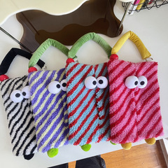 Diagonal striped little monster tissue bag, hanging INS roll tissue bag, car tissue box, portable tissue bag