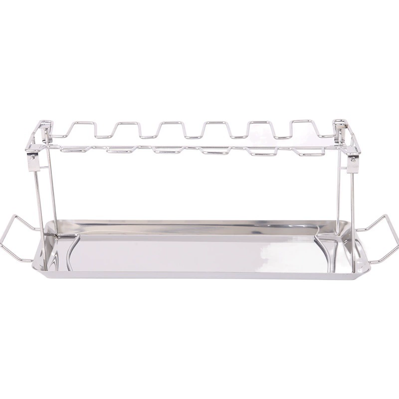 Стойка для куриных ног из нержавеющей стали Складная куриная тарелка гриль на гриле Шасси для переноски на открытом воздухе Гриль барбекю Гриль Куриная стойка