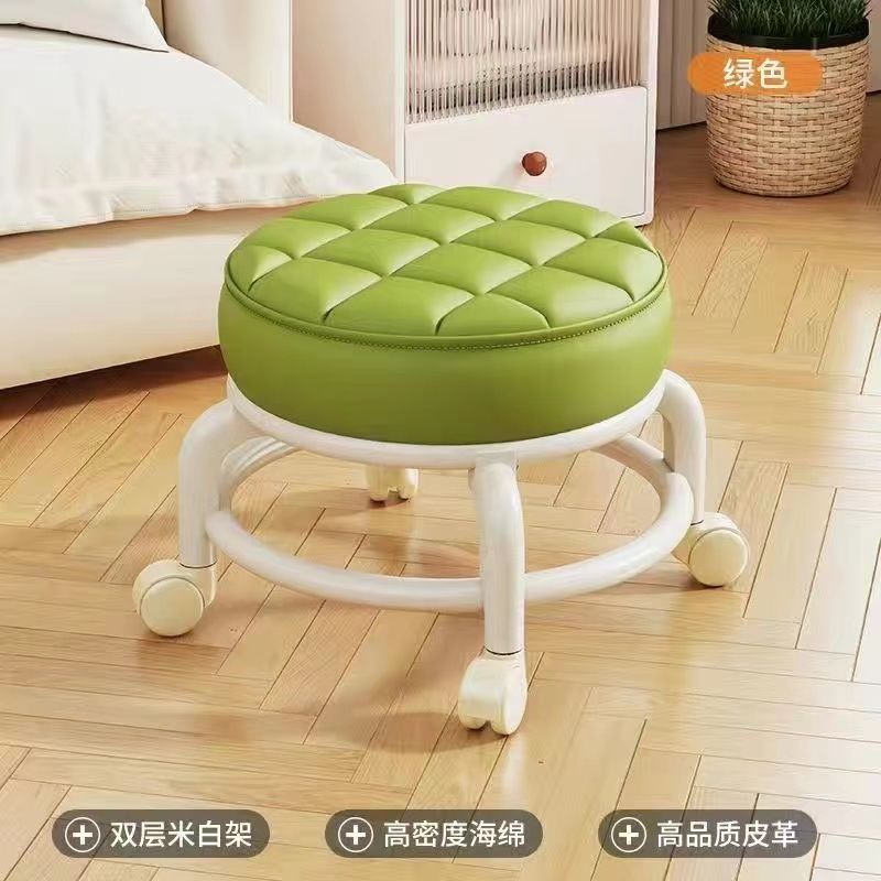 ユニバーサルホイール小さなスツール、座りがちな家庭用、モダンでシンプルなモバイル車輪付きベンチ、滑車付きロースツール、赤ちゃん付きラウンドスツール|undefined