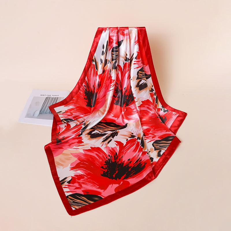 Square Satin Silk Scarf Trendy Versatile Shawl For Women_voghion.com