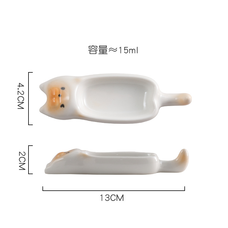 漫画の子犬のソースプレート家庭用セラミック高価値箸ホルダークリエイティブスナックプレート調味料プレート