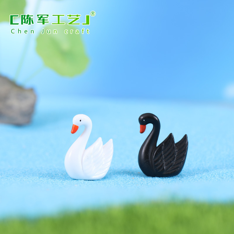 Phụ Kiện Terrarium Thiên nga lông đen trắng, quà tặng zakka độc đáo, tiểu cảnh trang trí mini (z-CJ-717)