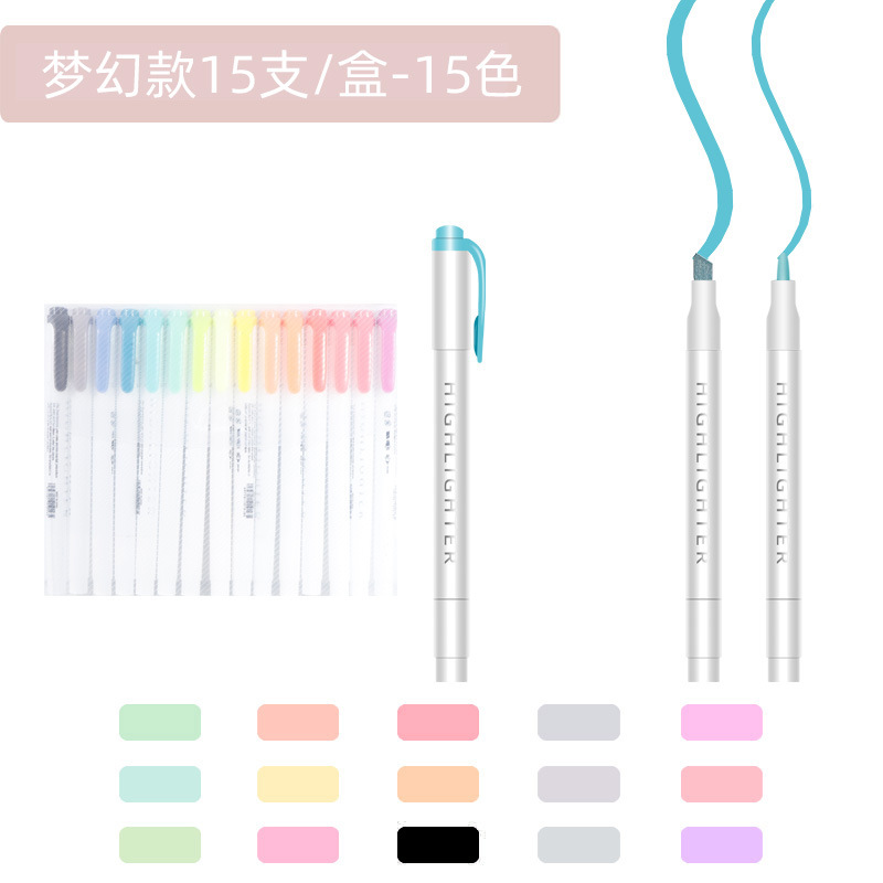 Marcador de doble cabeza de alto aspecto ins estudiante papelería marca clave marcador de color Notebook lápiz de color resaltador