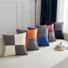 抱枕套新款彈力皮革抱枕套時尚拼色防水防污防油單抱枕套批發