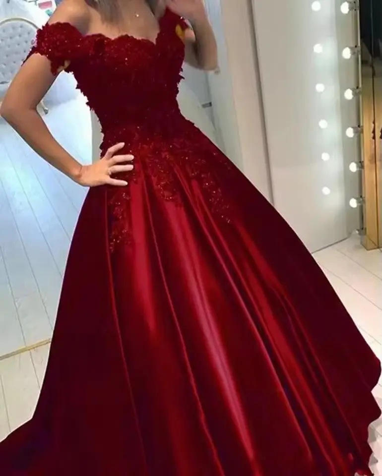 Vestido de noche elegante y gracioso con encaje, estilo europeo y americano, para comercio exterior, Amazon, AliExpress, Wish, nuevo, con hombros descubiertos y corte en A. image 6