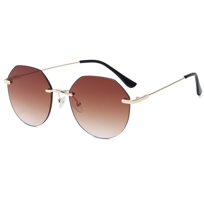 2020 nuevas gafas de sol sin marco para mujeres ins cara redonda Internet celebridad gafas de sol estrella Street shooting gafas moda gafas lisas