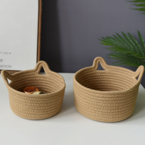 Storage basket wholesale cotton basket woven basket rattan cat ear round internet celebrity storage basket manufacturer direct sales basket