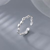 Round beads, one size advanced ring, silver 925 sample, light luxury style, on index finger, high-quality style