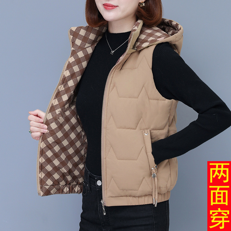 쇼트 다운 코튼 조끼 여성 코트 웨스턴 스타일 2023 겨울 새로운 패션 모든 매치 아우터 착용 윈치 조끼