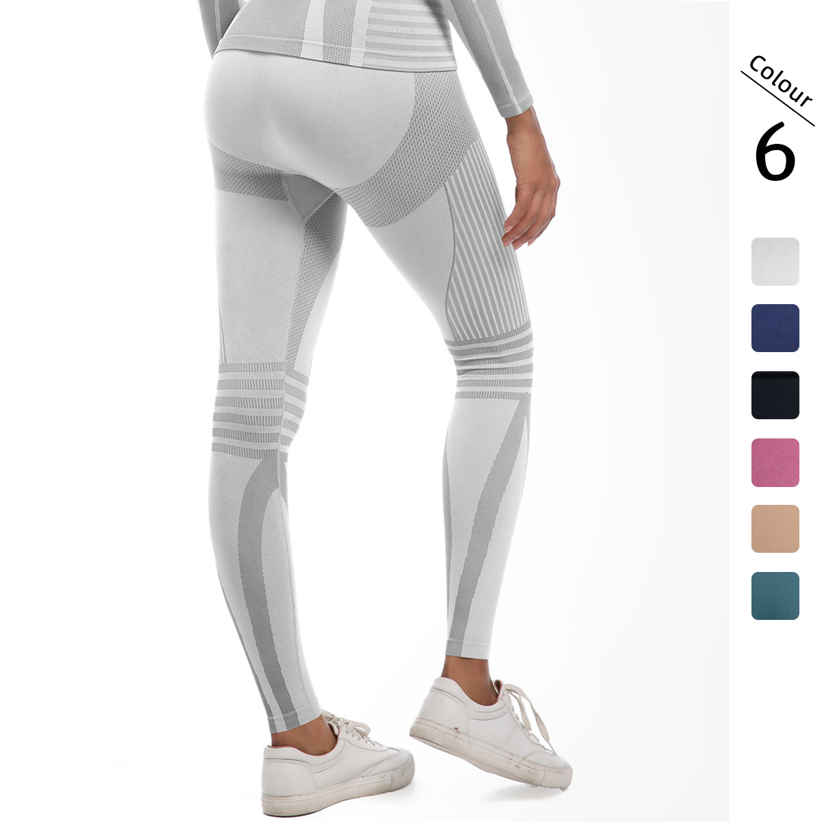 Nuevo cross-border sin costuras tejido apretado alta elástica trajes de esquí transpirables alta cintura deportiva carrera fitness bottoming ping