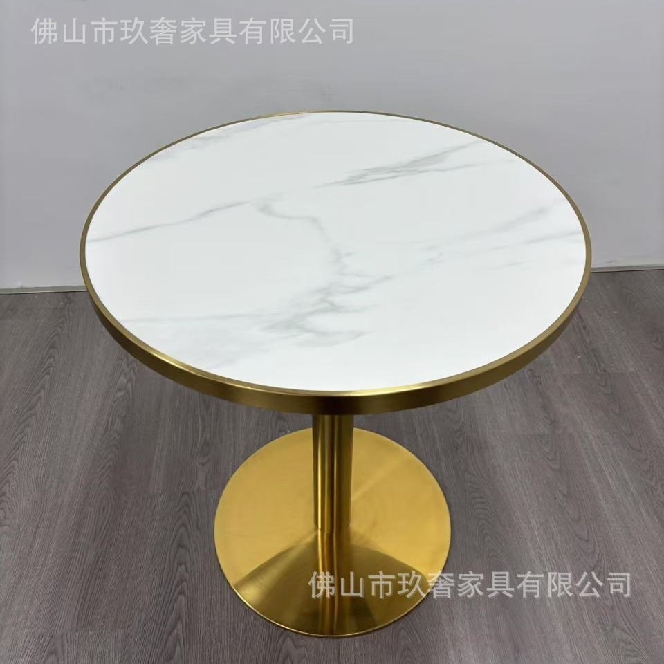 Coffee table, milk tea table, rock slab dining table, modern and minimalist style, suitable for hotel rooms, small round table for office reception and meetings