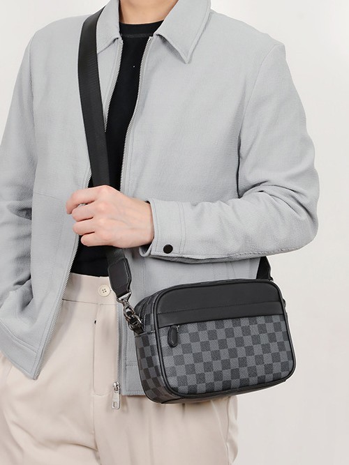 Bolso de Hombro de Moda Transfronterizo, Bolso Bandolera Pequeño Informal y Moderno, Bolso de Hombro Informal para Hombre de Negocios, Bolso de Hombre de PU para Viajes Diarios