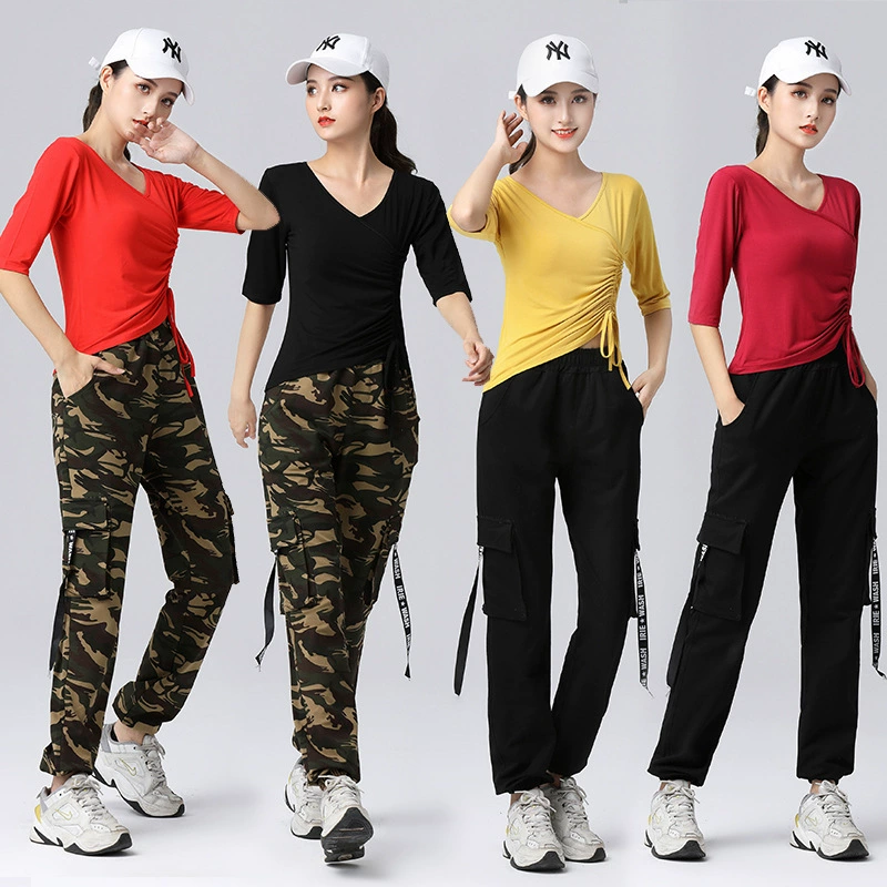 Fengti Квадратный танцевальный костюм Новый спортивный костюм для аэробики Групповой танцевальный костюм Камуфляжный повседневный комбинезон костюм