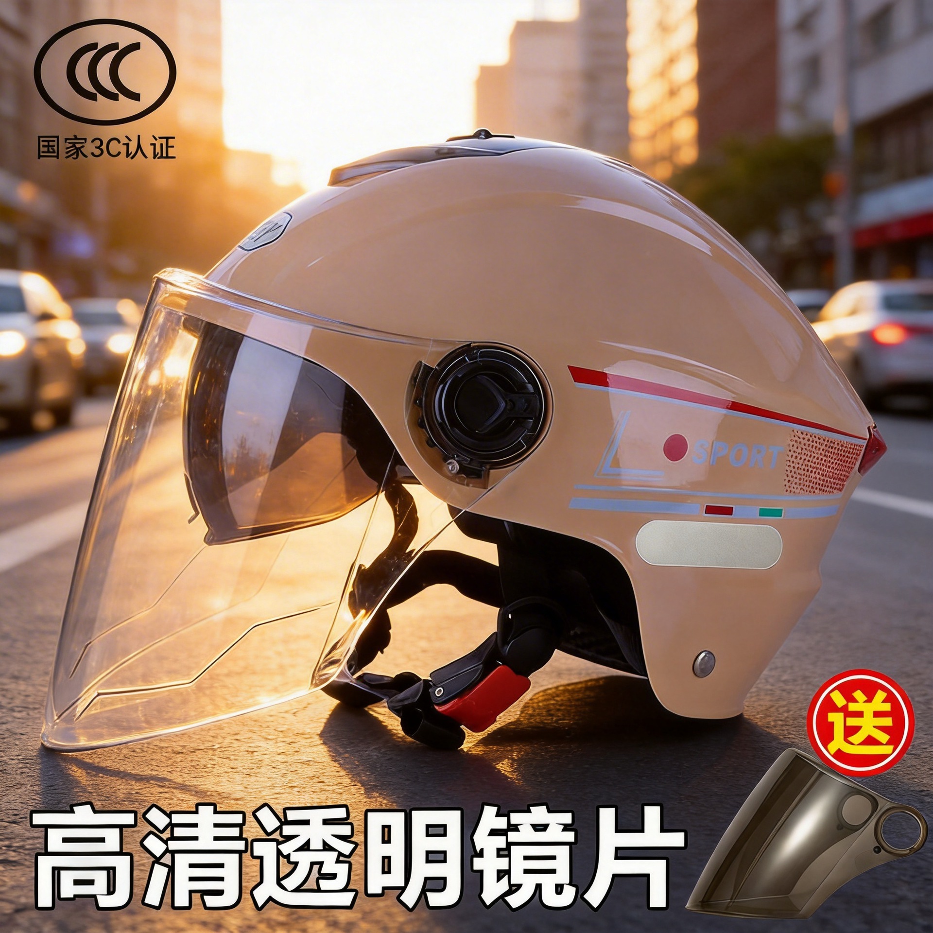 이중 렌즈 헬멧 새로운 국가 표준 3C 인증 헬멧 오토바이 전기 자동차 헬멧 배터리 자동차 헬멧 HD 자외선 차단제