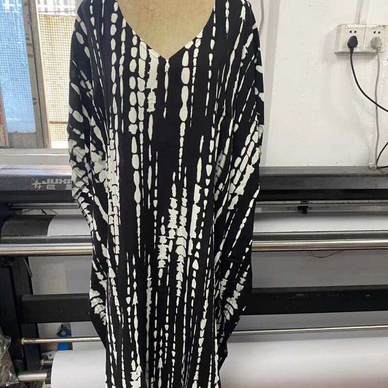 rayon printed vignetting relaxed-fit plus size holiday robe beach dress bikini sunscreen shirt