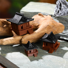 中式古建筑模型假山吸水石水陆缸鱼缸微景观造景书房庭院盆景摆件