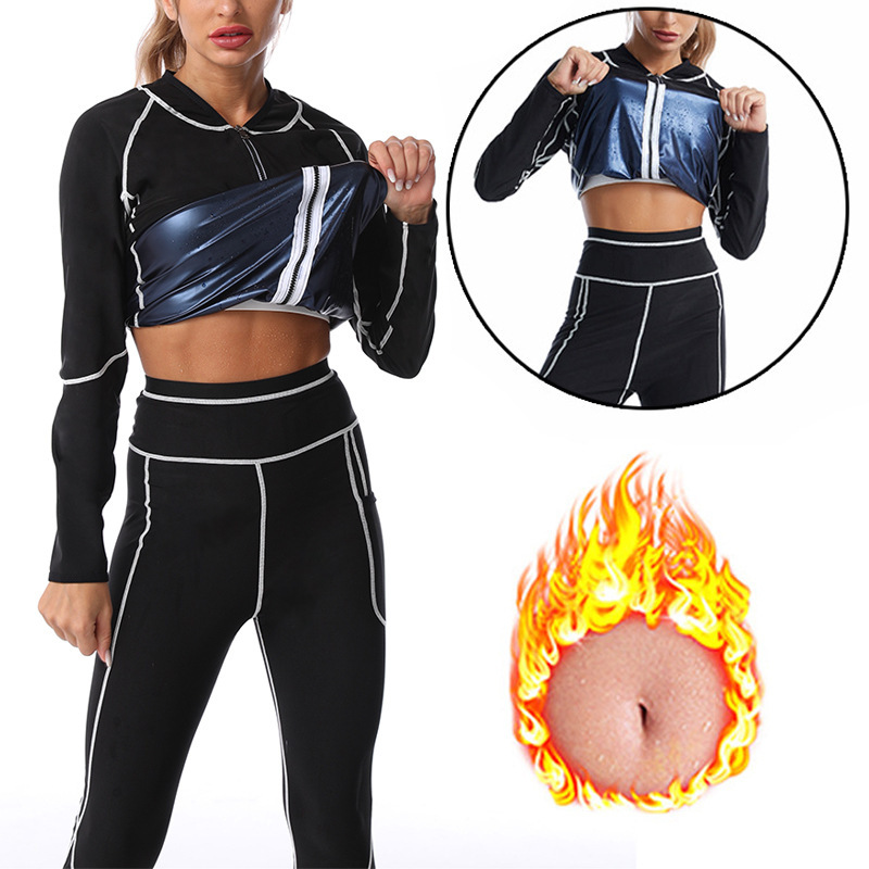 Cross-Border European and American Large Size Shapewear Fitness Sports Splicing Long-Sleeved Sweat Suit Sauna Running Bodybuilding Corset Cross-Border European and American Large Size Shapewear Fitness Sports Splicing Long-Sleeved Sweat Suit Sauna Running Bodybuilding Corset