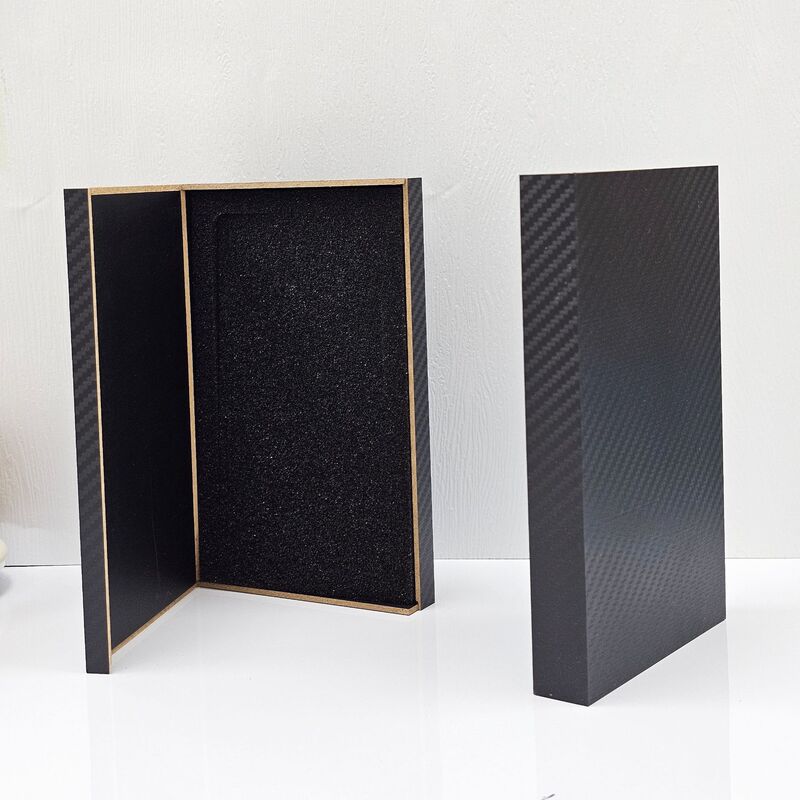 Cross-border Hot Selling Mobile Phone Case Wooden Box Flip Wooden Box Packaging Box Carbon Fiber Pattern Lined Thickened Wooden Box