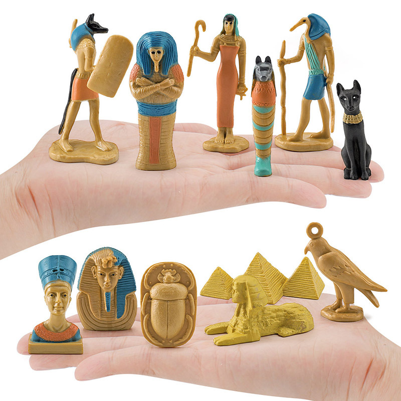 Simulación antiguo Egipto Reina cabeza de leopardo estatua personal pirámide esfinge momia caja modelo decoración transfronteriza