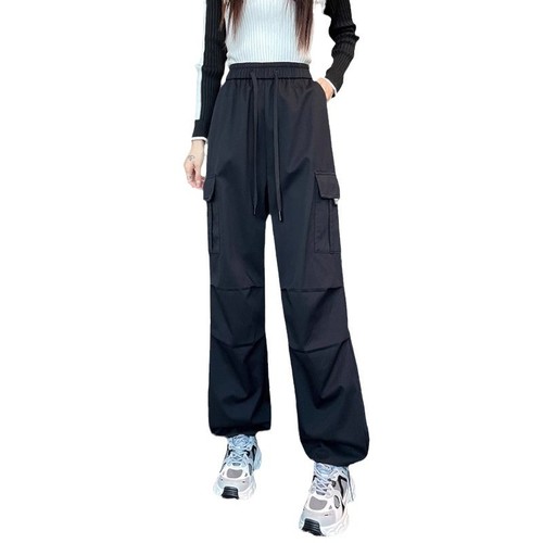 Women's Fall Comfortive Flowy Loose Straight Wide Leg Pant with Elastic Waist Ankle Leisure American Sport Pants
