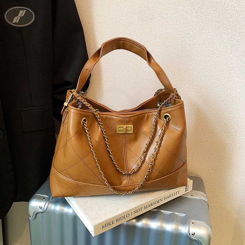 Bolso de textura transfronteriza 2025 nuevo bolso de cadena bolso de hombro con bordado de rombo bolso de mensajero de gran capacidad mujer