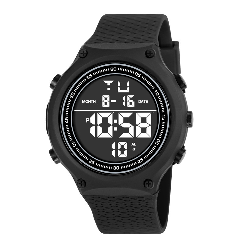 Hombres de gran pantalla LED gran dial reloj electrónico deportivo al aire libre multifuncional luz nocturna alarma reloj electrónico