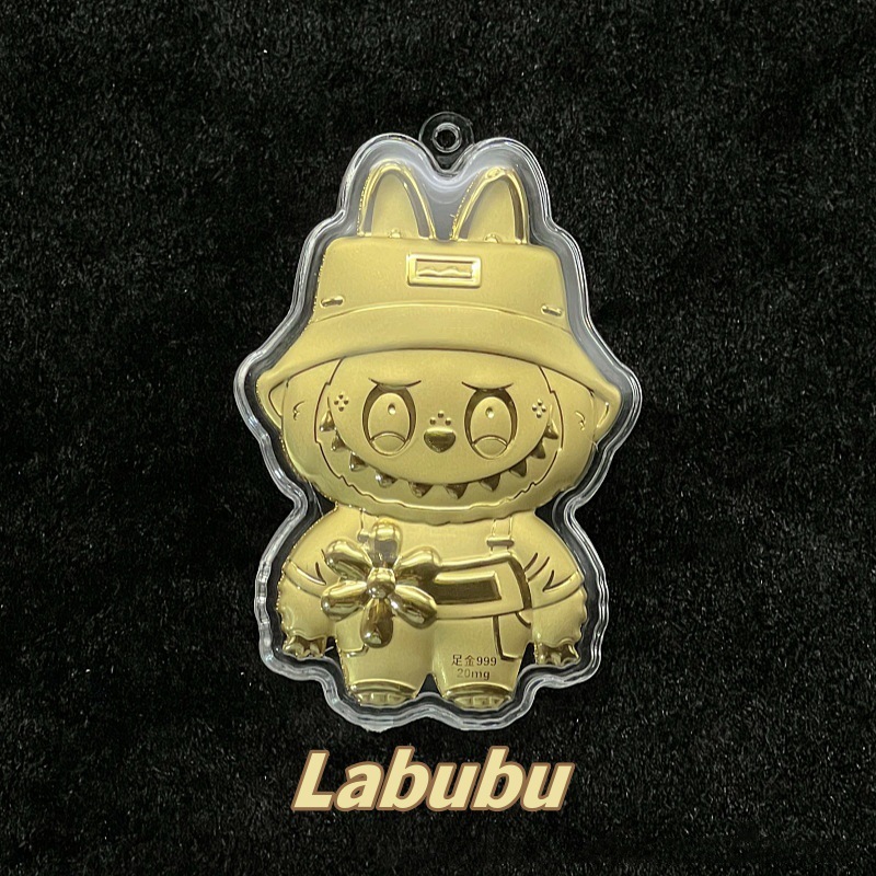 水贝足金999手机链绳拉布布卡通 Labubu送朋友装饰包包钥匙扣饰品|undefined