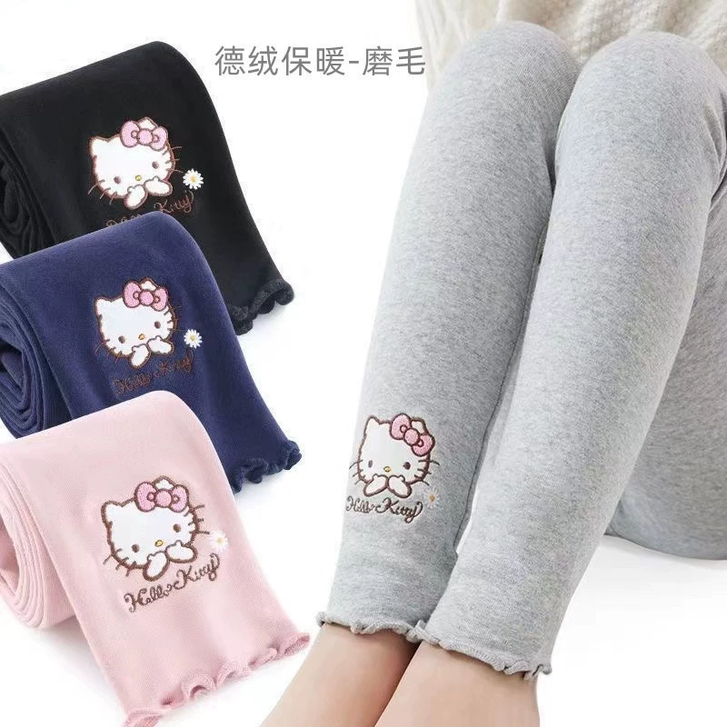 Леггинсы Hello Kitty для девочек, новинка весны и осени, брюки для маленьких девочек, модные детские брюки в иностранном стиле