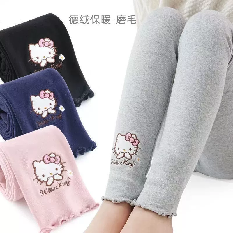 Hello Kitty, осенние плотные леггинсы, модные детские штаны для девочек, западный стиль, детская одежда
