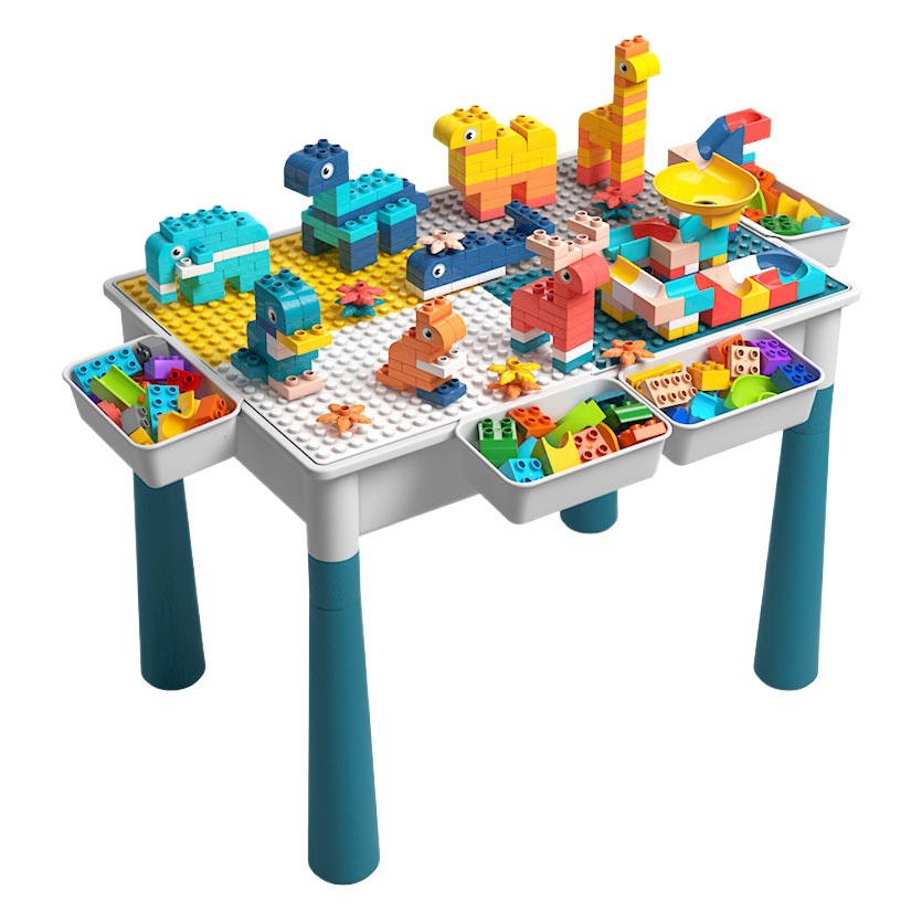 Mesa de bloques de construcción para niños multifuncional grande compatible Lego partículas grandes ensambladas juguetes educativos bebé niño 3-6 años