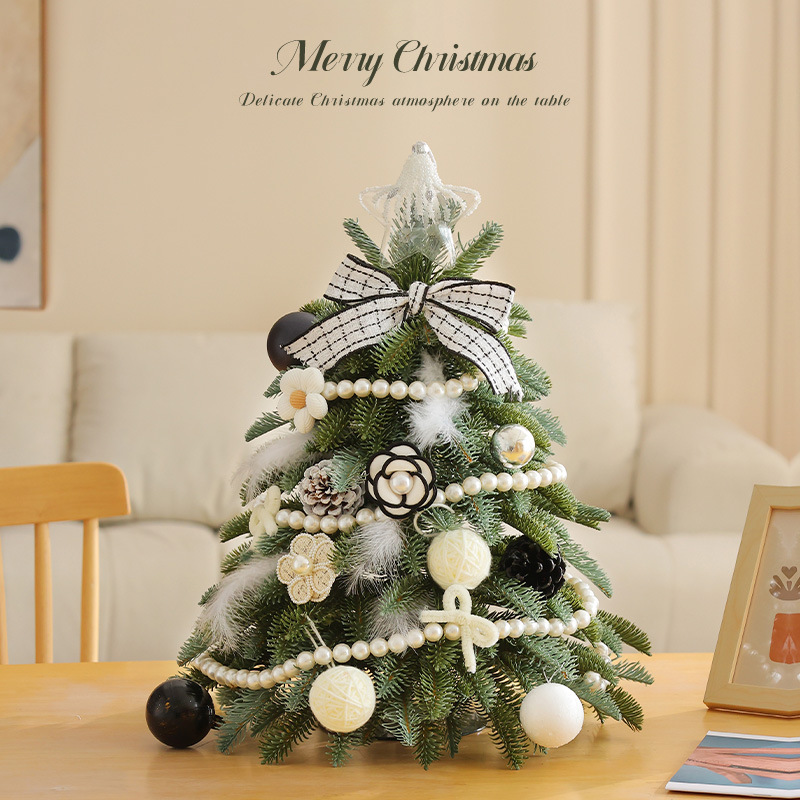 Paquete de mini árbol de Navidad transfronterizo con iluminación de simulación de cifrado de árbol de Navidad luminoso blanco decoración de mesa