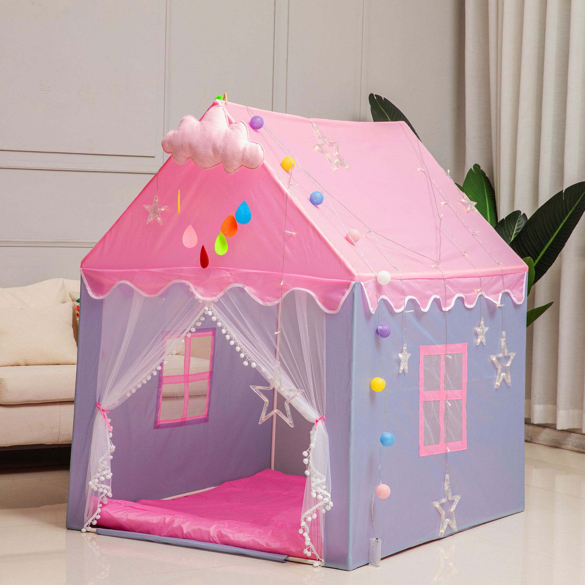 New Pink and Gray House Children's Indoor Tent Game House for Boys and Girls Castle Villa Role-Playing Toy Wholesale