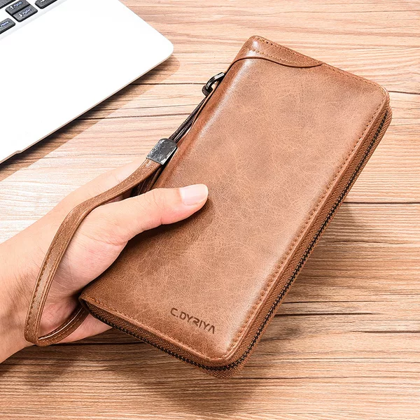 Men's Wallet, Long Zipper Wallet, Simple Business Wallet, Multi-Functional Card Holder, Large Capacity Clutch Bag, Mobile Phone Bag