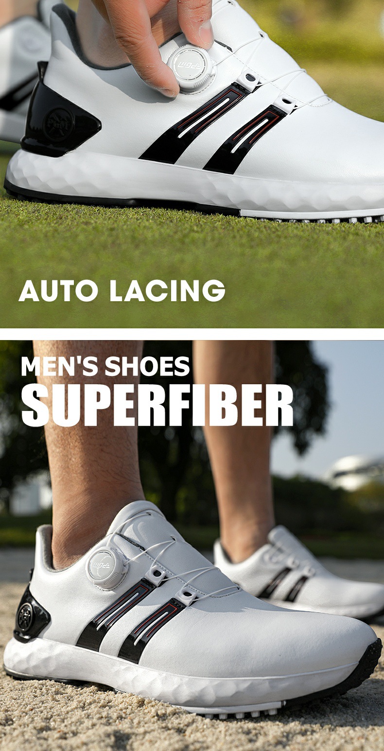 Giày golf nam PGM đế đinh chống trượt, chống thấm nước, tăng chiều cao — XZ389 trắng đen [đế giữa hấp thụ sốc/đinh chống trượt bên/chống thấm nước] chi tiết 8