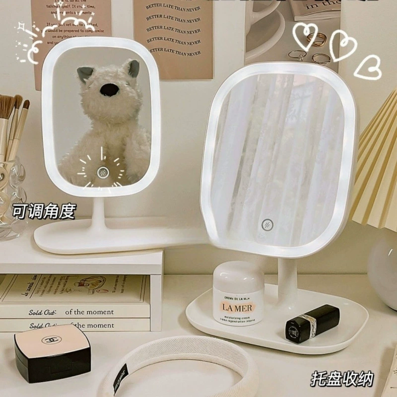 Зеркало с LED-подсветкой для туалетного столика, настольное, для дома и спальни, инстаграм-стиль, для девочек, общежитие, большое квадратное зеркало