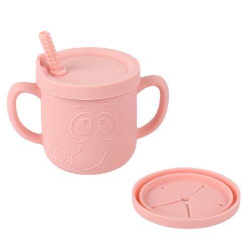Tingfeng Baby Cup Silicone Sippy Cup Snack Cup Children's Straw Drinking Cup Infant Feeding Measuring Cup