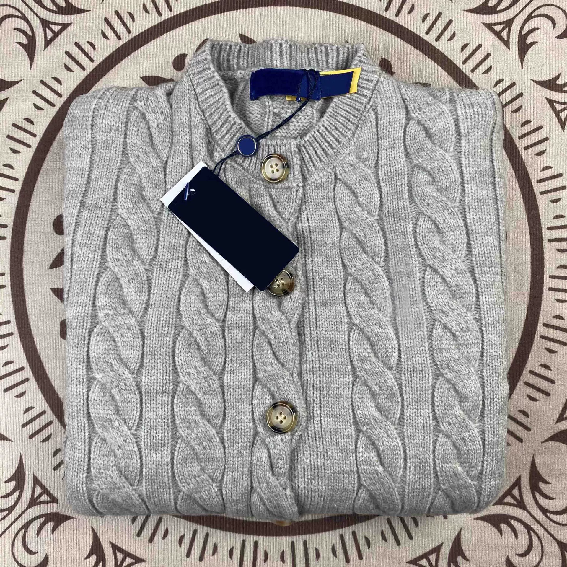 RL Rlaf Po со стандартным свитером свитер женский Paul кардиган с короткой вышивкой с круглым вырезом осеннее и зимнее пальто утолщение