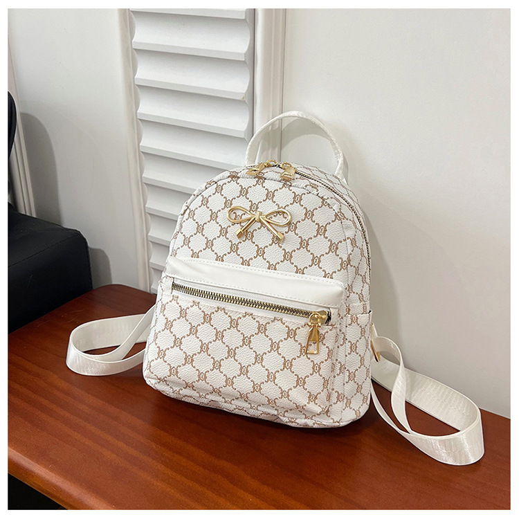 Bow Knot Pattern Wear-Resistant Bow Knot Daily Street Zipper Backpack