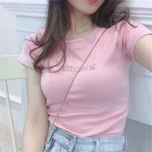 字母刺绣上衣2025夏季新款修身打底女装韩版短袖时尚T恤宽松批发