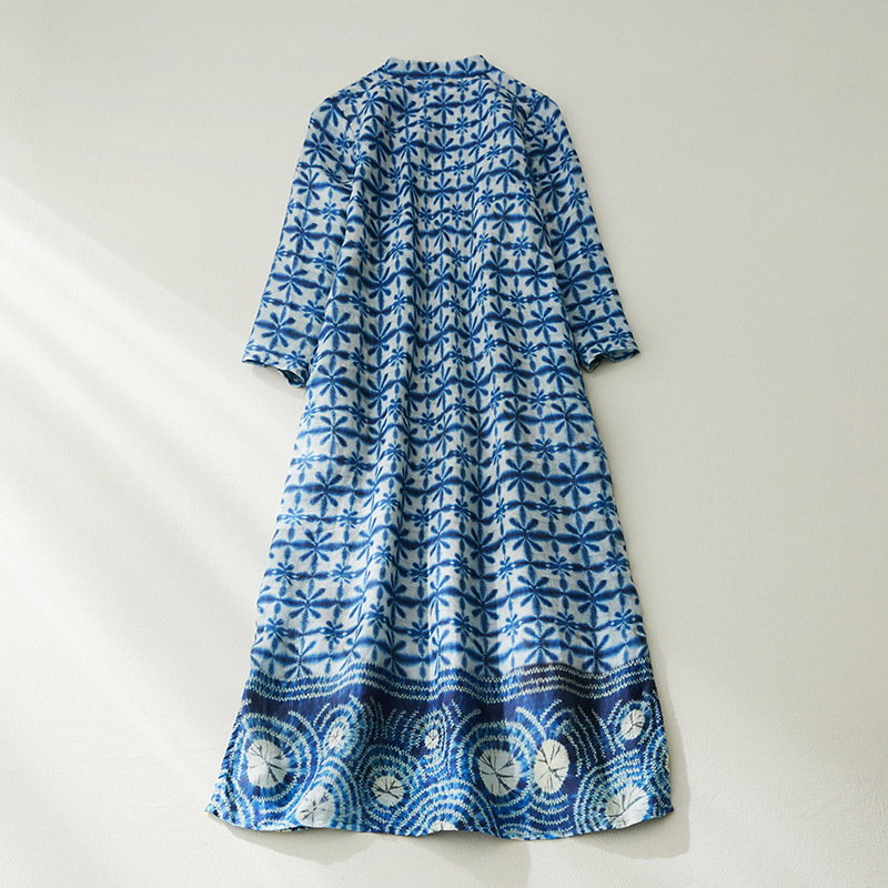 Real shot Chinese retro National style improved cheongsam dress 2022 new summer Ramie Printing Dress Real shot Chinese retro National style improved cheongsam dress 2022 new summer Ramie Printing Dress