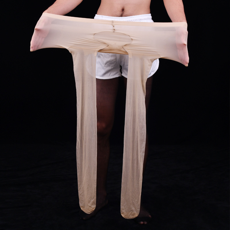 Qing He 200kg plus size high fat men's stockings leggings arbitrary cut DIY ultra-thin transparent jj set of high elasticity