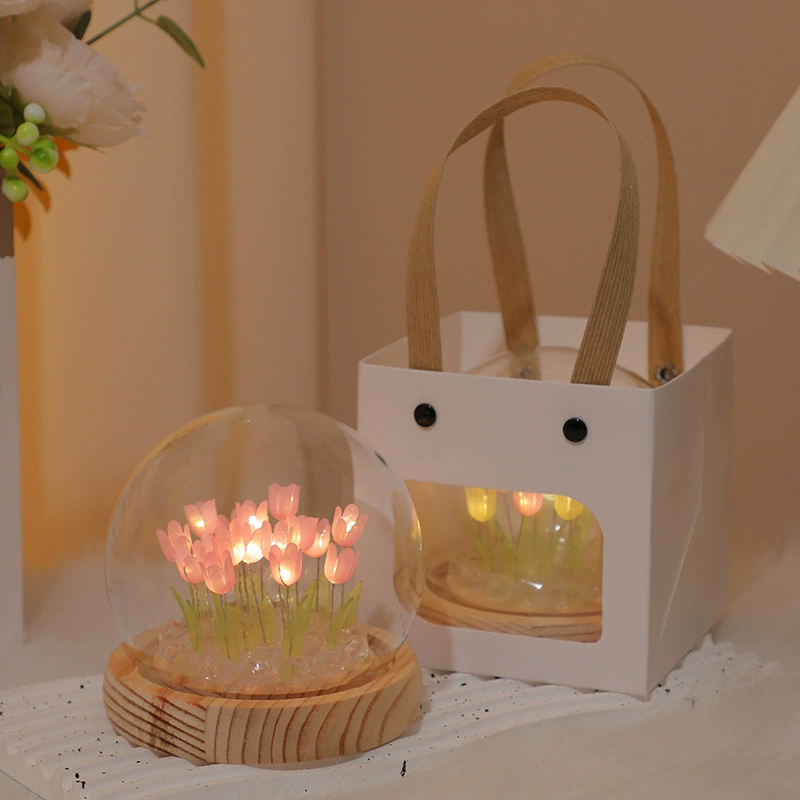 Креативная DIY кросс-борт tulip ночная лампа настольный декоративный свет атмосфера, подарок на день рождения лучшего друга ручной работы