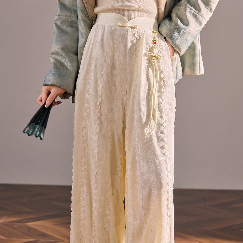 New Chinese-Style Knot High-End Wide-Leg Pants, National Style Solid Color Velvet Casual Straight-Leg Pants, Long Pants for Women My004 New Chinese-Style Knot High-End Wide-Leg Pants, National Style Solid Color Velvet Casual Straight-Leg Pants, Long Pants for Women My004