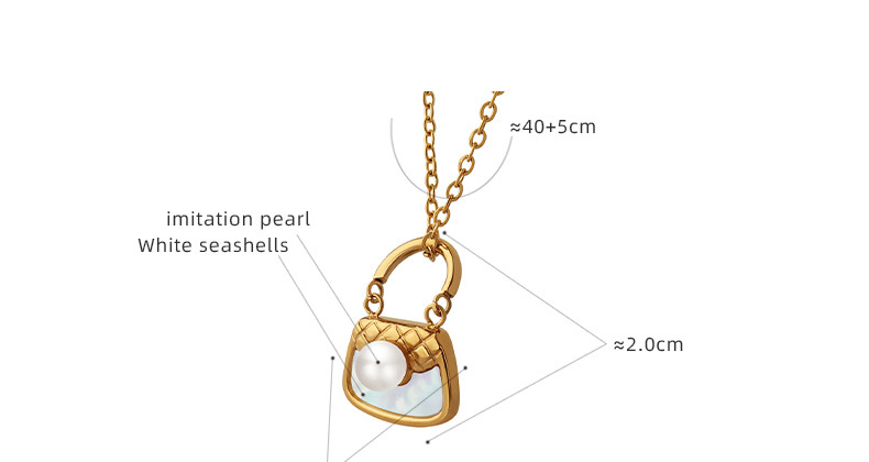 Fashion Bag Titanium Steel Pendant Necklace Artificial Pearls Stainless Steel Necklaces