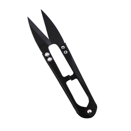 Black small scissors spring yarn scissors stainless steel household scissors tailor scissors u-shaped cross stitch thread trimmer