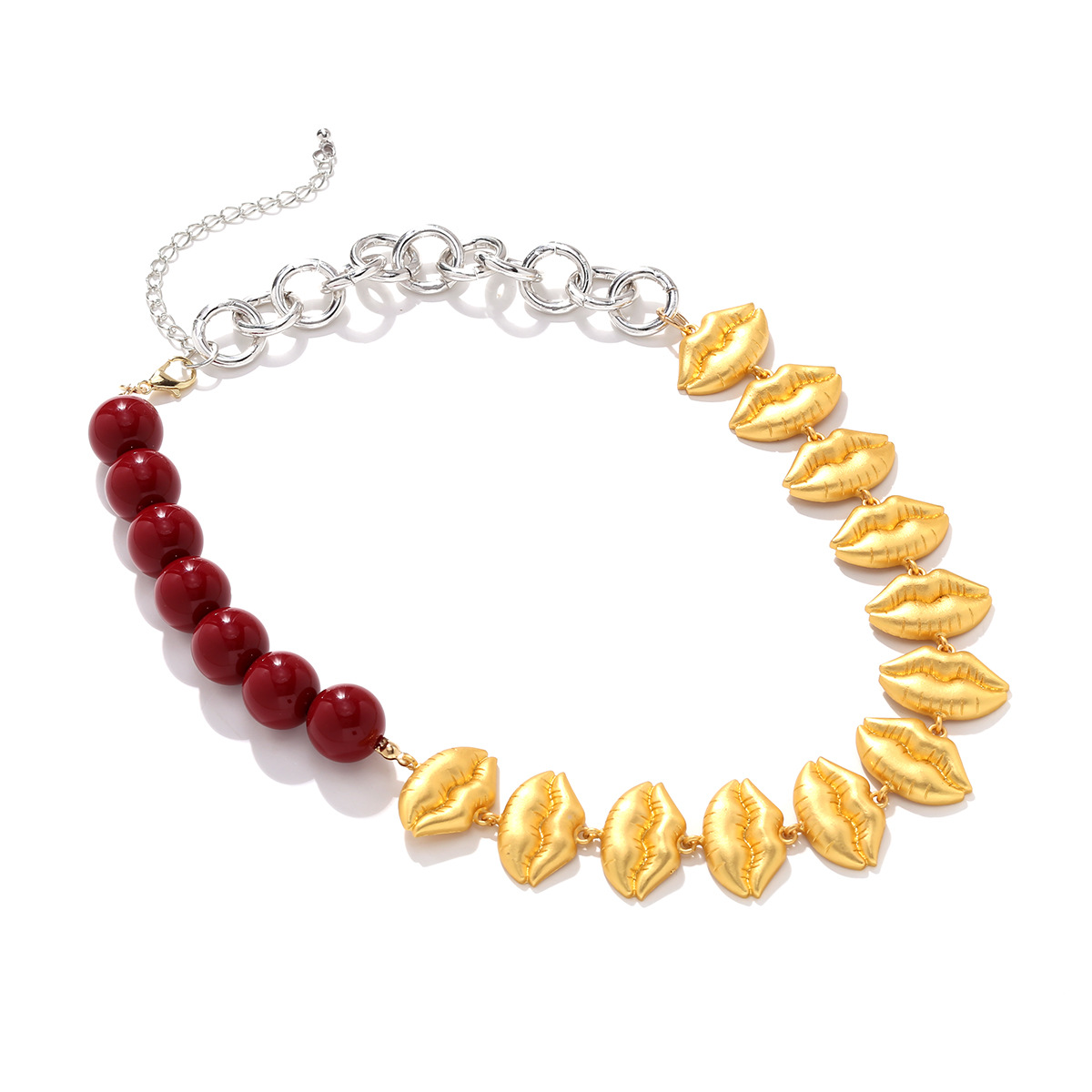 Alloy, Resin, Aluminum Chain Material 1 Piece Quantity Elegant Modern Style Lips Alloy Resin Aluminum Lobster Trigger Clasp Closure Beaded Necklaces Wholesale